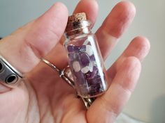 Crystal Witch Interchangeable Vial Necklace with Pentacle charm, Rainbow Moonstone, Fluorite and Amethyst chips - Choice of color hemp. You can take the vial in and out of the pouch and you can put other items in it if you wish. I normally sell these necklaces with crystals (not vials) in them. Choose your hemp color. I take custom orders if you would like something like this holding something else (such as glitter) or another charm (such as ones on my other jewelry). Vials are not glued, so you Spiritual Fluorite Jewelry As Gift, Amethyst Charms Jewelry Gift, Amethyst Charms Jewelry For Gift, Spiritual Healing Crystal Necklace With Lobster Clasp, Magical Amethyst Jewelry For Gifts, Amethyst Crystal Gift, Gift Amethyst Charms Jewelry, Fluorite Crystals For Gifts, Spiritual Style, Fluorite Crystals For Spiritual Gift