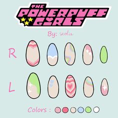 Power Puff Nail Art, Powerpuff Girls Nail Art, Powerpuff Nails, Girls Nail Designs, Powerpuff Girl, The Powerpuff Girls, The Powerpuff, Heart Nails