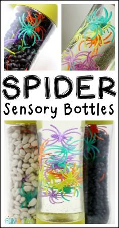 spider sensory bottles for kids to play with and learn how to use them in the classroom