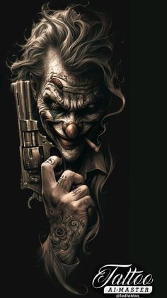 Cholo Tattoo, Joker Brand, Joker Drawings, Grim Reaper Tattoo, Reaper Tattoo, Evil Tattoos, Clown Tattoo, Joker Tattoo, Horror Artwork