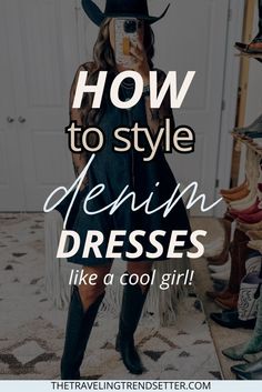 Upgrade your wardrobe with stylish ways to wear a denim dress. These Women's Fashion ideas focus on showcasing your unique Women's Style. Find out how to transform your Dress with versatile accessories, creating trendy outfits for work, weekends, or date nights. Trendy Outfits For Work, Style A Denim Dress, Functional Outfits, Dress Trendy, Womens Denim Dress