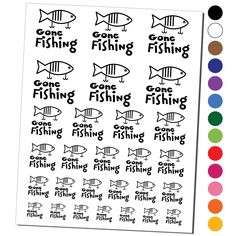 Enjoy this fun sheet of temporary tattoos that can be applied on skin or used as a waterslide decal on a variety of surfaces. Temporary tattoos are great for party favors, events, costumes and dress-up, permanent tattoo testing or just for fun. The sheet features 28 temporary tattoos in the design shown in a variety of sizes to suit your needs. Each size references the longest side of the tattoo: 2 inch (qty of 6), 1.5 inch (qty of 4), 1.25 inch (qty of 5), 1 inch (qty of 6), 0.75 inch (qty of 7 Gone Fishing, Fishing Lure