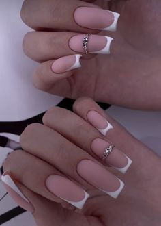 Mat Nails, Matted Nails, Pink Tip Nails, Acrylic Toe Nails, Grunge Nails, Simple Gel Nails, Nails Only, Shellac Nails