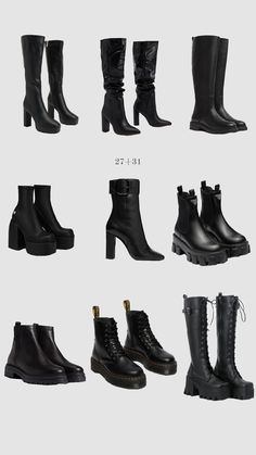 #Black #boots #knee-highboots Black Boots Aesthetic, Fashion Shoes Heels Classy, Emo Boots, Heels Boots Outfit, H&m Boots, White Bridal Shoes, Become A Fashion Designer, Pretty Shoes Sneakers, Fashion Shoes Heels