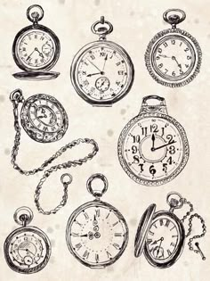 a bunch of different types of pocket watches