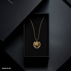 Elevate your style with our 14k Gold Lion Sun Pendant. This solid gold necklace showcases exquisite craftsmanship, symbolizing the strength and vitality of the lion and the sun. The 14 karat gold Lion Sun pendant is more than just jewelry; it's a fine representation of symbolism and beauty, also available in 18k yellow gold. PENDANT INFORMATIONThis pendant is made of real, solid gold.• Made in USA• Material: 14k or 18k solid gold• Finish: polished• Height: 1.15" (29 cm) | *includes the small cir Lion Pendant, Gold Lion, Ancient Persian, Sun Pendant, Solid Gold Necklace, Yellow Gold Pendants, The Lion, Gold Finish, Gold Pendant