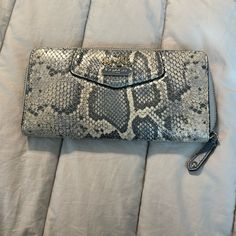 Never Used. Excellent Condition. Rectangular Travel Wallets With Silver-tone Hardware, Travel Wallets With Silver-tone Hardware, Coach Silver Wallets For Everyday Use, Coach Silver Wallet For Everyday Use, Bags Coach, Denim Skirt Women, Skirt Women, Coach Bags, Snake Skin