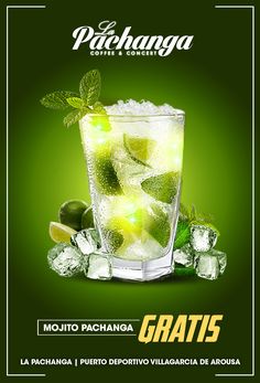 a poster advertising an alcoholic beverage with limes and ice