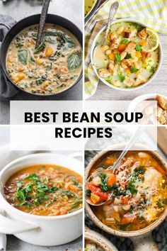 Best Bean Soup Recipes White Bean Chili Vegetarian, Slow Cooker Pasta Fagioli, Italian Bean Soup, Bean Soups, Pinto Bean Soup, Italian Soup Recipes, Easy Vegan Soup, Tuscan Bean Soup, Pasta Fagioli Recipe