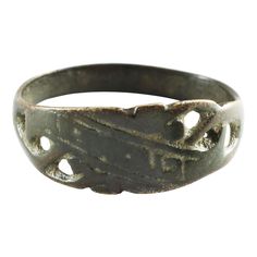 19th century. Copper rich bronze, probably originally gilt. Size 8 1/2 with Cyrillic inscription translating to "remembrance." Antique Engraved Ring With Decorative Band, Victorian Style Ceremonial Etched Engraved Ring, Antique Engraved Ring With Decorative Band For Ceremonial, Antique Engraved Ring With Intricate Design For Ceremonial Use, Antique Engraved Ring With Decorative Band For Ceremonial Occasions, Antique Ceremonial Engraved Ring With Decorative Band, Antique Engraved Ring For Ceremonial Occasions, Antique Ceremonial Ring With Intricate Design, Ceremonial Antique Rings With Antique Finish