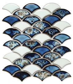 blue and white mosaic tile with an abstract design