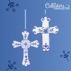 Delft Blue Cross Christmas Ornaments Blue Cross, Personalized Ornaments, Delft