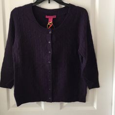 Purple Button Up Cardigan Comes With 2 Extra Buttons 100% Cashmere Never Worn, New With Tags Casual Purple Cardigan With Buttons, Purple Button-up Cardigan With Buttons, Purple Button-up Cardigan, White Oversized Sweater, Cottagecore Sweater, Short Sleeve Sweater Cardigan, Black Pullover Sweater, Leopard Cardigan, Linen Cardigan