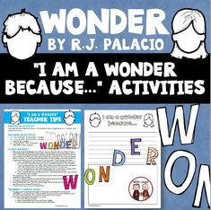 wonder by rj palacio i am a wonder because activities