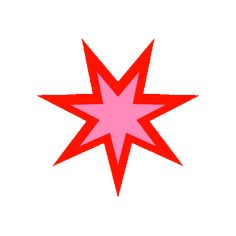 a red and pink star on a white background