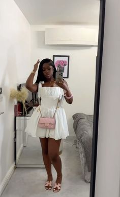 - 𝗳𝗼𝗹𝗹𝗼𝘄 𝟰 𝗺𝗼𝗿𝗲 ➚➚➚ Wedding Outfits Black Women, White And Pink Outfit Classy, Pink Dress Outfit Black Women, Feminine Outfits Aesthetic, Rose Gold Outfit, Dinner Outfits Black Women, Easter Outfit Women, Church Outfit Summer, Birthday Outfit Ideas For Women