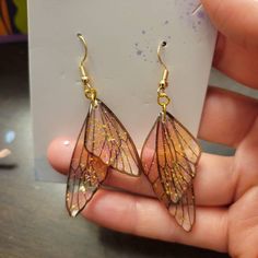 Butterfly Wings Handmade Earrings/enchanted Fairy Wing Earrings/fairy Wing Jewelry/butterfly Earrings/christmas Gift/larp/cosplay Bestseller - Etsy Gold Fairy Style Handmade Earrings, Gold Fairy Earrings For Gift, Gold Handmade Fairy Earrings, Handmade Gold Fairy Earrings, Fairy Wing Earrings, Enchanted Fairy, Jewelry Butterfly, Wing Jewelry, Earrings Christmas