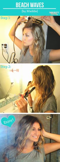 The Sorority Secrets: Beach Waves Hair Tutorial {by, Maddie} #hair #beachwaves #tutorial Beach Waves Hair, Beach Waves Hair Tutorial, Waves Hair, Hair Clothes, Good Hair Day