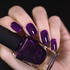 Dark Purple Nails With Glitter, Ilnp Polish, Boutique Nails, Purple Holographic, Purple Nail Polish