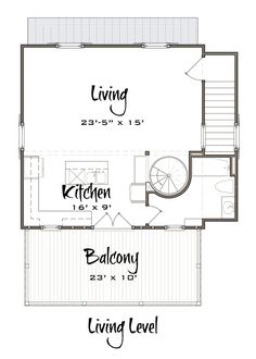 the floor plan for a small house with two levels and an upstairs living room area