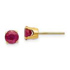 14k Yellow Gold 5mm Round Ruby Stud Earrings July Birthstone Ruby Earrings Studs, Ruby Birthstone, Solitaire Earrings, July Birthstone Jewelry, Yellow Earrings, Ruby Earrings, Birthstone Earring, Gemstone Studs, July Birthstone