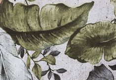 a drawing of flowers and leaves on a wall