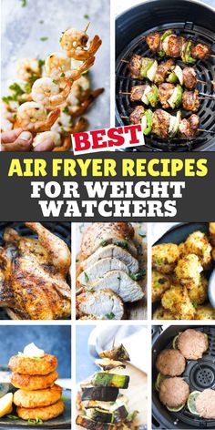 the cover of best air fryer recipes for weight watchers, with pictures of different foods