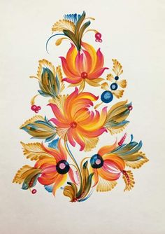 an artistic painting of flowers on white paper