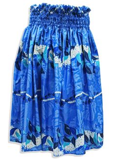 Pa'u Hula Skirt for women. Cotton/polyester. Polynesian Cultural Center Blue Gathered Beach Skirt, Beach Dresses With Elastic Waistband And Skirted Shape, Hawaiian Skirt, Hula Skirt, Hawaiian Jewelry, Hawaiian Food, Skirt For Women, Waist Band, The Row