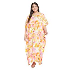 100% Polyester Imported Pull On Closure Fabric: 100% Polyester Size: Fits Perfectly To Us Plus Size 1x To 3x Color: Orange Pattern: Floral Length: 52 Inches Sleeve Style: Kimono 3/4 Sleeve Neck Style: V-Neckline Model: Sg152-8417 Care Instruction: Hand Wash/Machine Wash Uses: Wedding Gown, African Dress, Caftan, Tunic, Bohemian Dress, Medieval Dress, Robes, Kaftan, Boho Dress, Poncho, Christmas Gift, Beaches, Summer Dress, Night Gowns, Sundress, Full Length, Party Dress, Bathing Suits, Cover Ups Multicolor Spring Nightgown For Sleep, Spring Multicolor Nightgown For Sleep, Floral Print Nightgown For Spring Vacation, Multicolor Summer Nightgown For Sleep, Multicolor Dresses For Sleepover, Spring Vacation Nightgown With Floral Print, Summer Bohemian Nightgown For Vacation, Multicolor Beach Nightgown For Spring, Multicolor Nightgown For Beach, Spring Season