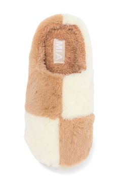 High-pile fleece furthers the comfort of a slipper lofted by a chunky platform and finished with a cute graphic. 1/4" platform Synthetic upper, lining and sole Imported Mia Mia, Chunky Platform, Womens Slippers, Nordstrom Rack, Slippers, Nordstrom, White