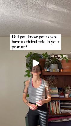 Diana May  | daily yoga for chronic pain on Instagram: "💫want to improve your posture?? This is the missing link. 
.
👀 your eyes and visual system are at the top of your neural hierarchy. 
.
🧠 this means it is more important to your brain/nervous system to see clearly, and specifically to see a horizontal line than to stand upright. 
.
💪🏼 yes it’s important to exercise your feet, legs, hips, spine, and upper back.  But if you’re not exercising your eyes, you’re making your life harder. 
.
👀 we don’t move our eyes enough— especially if you’re on screens a lot. 
.
🌀 try doing 3-5 eye circles, 3-5x per day for a week and notice how improved your whole posture is!!" Brain Nervous System, The Missing Link, Improve Your Posture, Visual System, Eye Circles, Missing Link, Critical Role, The Missing