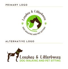 two logos for dog walking and littering