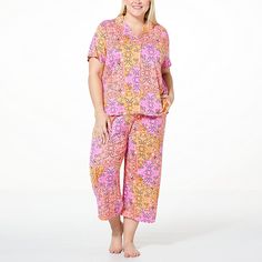 Comfort Code Soft & Light Notched Collar 2-piece PJ Set  Get your beauty rest with this super-soft and stylish 2-piece pajama set. Featuring a relaxed, easy-fit top and matching capri pants, this cool coordinated combo is so comfy you’ll want to stay in it all day. Holiday Organization Storage, Pink Bandana, Sleepwear Women Pajamas, Holiday Storage, Customer Appreciation, Notched Collar, Pj Sets, Sleepwear Women, Soft Light