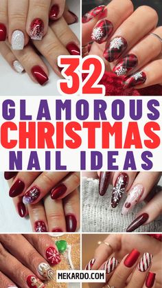 I've gathered a collection of the 32 desired and brilliant Christmas nail ideas that you can apply to your nails to be the center of the holiday shine. Gel Holiday Nails Christmas Time, Red Acrylic Nails Designs Christmas, Red And Black Christmas Nails Design, Christmas Nails Red Reindeer, Christmas Gel Polish Nails, Simple December Nail Designs, Christmas 2024 Nail Ideas, Christmas Colors For Nails, Christmas Winter Nail Designs