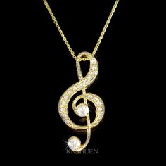 "Want a personalized gift? -Add a Swarovski Crystal Birthstone charm here: https://www.etsy.com/listing/577441131 -Add an Alphabet Initial Letter here: https://www.etsy.com/listing/208545689 PERFECT GIFT FOR MUSIC FANS, INSTRUCTOR, TEACHER OR STUDENT!! Great Gift for Bride who are musician. This sparkling Crystals TREBLE CLEF music melody pendant with Swarovski crystals measuring 5/8\" wide X 1 3/8\" high (17mm X 33mm). It comes with a FREE 15.5\" inch (39cm) Original Rhodium Plated Gold Tone Ca Personalized Music-themed Necklaces For Anniversary, Music-themed Personalized Necklaces For Anniversary, Musical Note Jewelry, Bff Christmas, Music Necklace, 50 Birthday, Friends Bridal, Wedding Charm, Peridot Jewelry