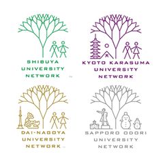 four different types of logos for the university of networked learning and innovation in japan