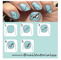 Paper airplane Paper Airplane Nail Art, Paper Airplane Nails, Airplane Nails, Cute Airplane, Flamingo Nails, Kids Nail Designs, Pastel Nails Designs, Finger Nail Art, Nails Cute