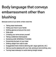 the body language that conveys embarrassment other than blushing