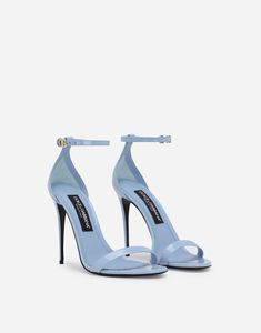 Find DOLCE & GABBANA Polished Calfskin Sandals on Editorialist. Polished calfskin sandals: Light blue 105-mm heel Kidskin insole with branded label Branded leather sole Item comes with a branded dust bag Made in Italy Light Blue Heels, Woman Sandals, Blue High Heels, Heels Blue, Cute Shoes Heels, Rose Shoes