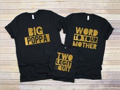 two t - shirts with the words word to your mother on them