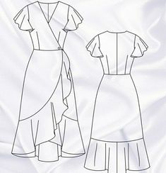 an image of two dresses on a white background with the same pattern as it appears