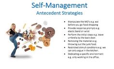 a woman standing in front of donuts with the words self - management antecedentt strategies