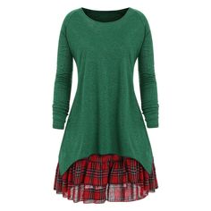 Plus Size Check Two Piece Dress - Green - 3P42983013 - Original Design-Women's Clothing  #OriginalDesignWomensClothing #Original #DesignWomen's #Clothing Cropped Top Outfits, Alter Clothing, Plaid Skirt Set, Irish Style, Boho Plus Size, Christmas Dresses, Trendy Plus Size Clothing, Plus Size Maxi Dresses, Christmas Dress