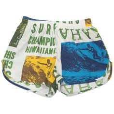 Surf Line Hawaii® Original Jams® '60's Nostalgic Prints'. Elastic waistband with vintage cheeters label. 100% Cotton. Sizes: XS-XL. Retro Bottoms With Letter Print For Streetwear, Retro Letter Print Bottoms For Streetwear, Retro Streetwear Bottoms With Letter Print, Multicolor Letter Print Beach Bottoms, Retro Multicolor Bottoms With Graphic Print, Retro White Beach Shorts, White Retro Beach Shorts, Retro Multicolor Graphic Print Bottoms, Retro White Bottoms For Streetwear