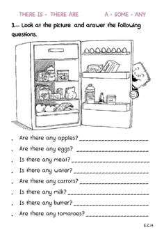 an open refrigerator with food inside it and the words in english are shown on the page