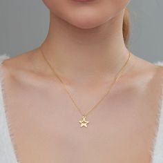 14k Gold Star Necklace Dainty Star Pendant Minimalist Celestial Necklace Tiny Star Charm Birthday Gift Solid Gold Star Necklace - Etsy UK Dainty Yellow Gold Star Charm Necklace, Delicate Star-shaped Yellow Gold Necklace, Delicate Yellow Gold Star Necklace, Delicate Yellow Gold Charm Necklace With Star Charm, Delicate Yellow Gold Star Charm Necklace, Dainty Star-shaped Personalized Necklace, Dainty Personalized Star Necklace, Dainty Jewelry With Star Charm For Birthday, Gold Star Necklace For Anniversary