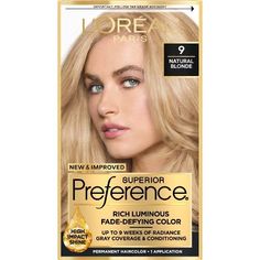 Read reviews and buy L'Oreal Paris Superior Preference Fade-Defying Color + Shine System - 6.5 fl oz - 9 Natural Blonde - 1 kit at Target. Choose from contactless Same Day Delivery, Drive Up and more. Low Maintenance Blonde Highlights, Low Maintenance Blonde, Blonde Highlights Hair, Natural Blonde Highlights, Temporary Hair Dye, Covering Gray Hair, Natural Blonde, Champagne Blonde, Permanent Hair Dye