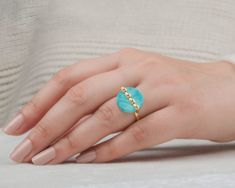 Tibetan Turquoise Ring - Handmade Round Gemstone Ring - Gold Plated Ring - Rings for Women - 925 Sterling Silver Ring - Jewelry For Summer Item Code: BJ8541 Metal: 925 Sterling Silver Plating : 18k Gold Micron Stone Detail: Tibetan Turquoise Round Gemstone To buy the Wooden box separately, please go on the below link: https://www.etsy.com/listing/1131941241 You can also go on our store home page and see the box listing to place your order * Please note that there will be slight variations in sto Handmade Yellow Gold Turquoise Ring, Handmade Turquoise Ring In Yellow Gold, Round Turquoise Ring Perfect As A Gift, Turquoise Ring With Accent Stones For Gift, Fine Jewelry Turquoise Gemstone Ring, Fine Jewelry Turquoise Ring With Gemstone, Round Turquoise Ring Fine Jewelry, Turquoise Crystal Round Ring, Turquoise Opal Birthstone Ring