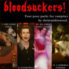 an advertisement for bloodsuckers featuring four different female characters and one male character